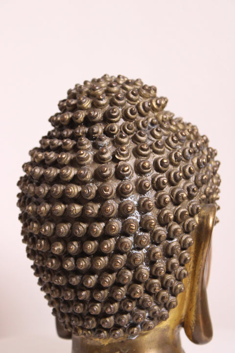 more picturesz Solid Brass Buddha Head Sculpture