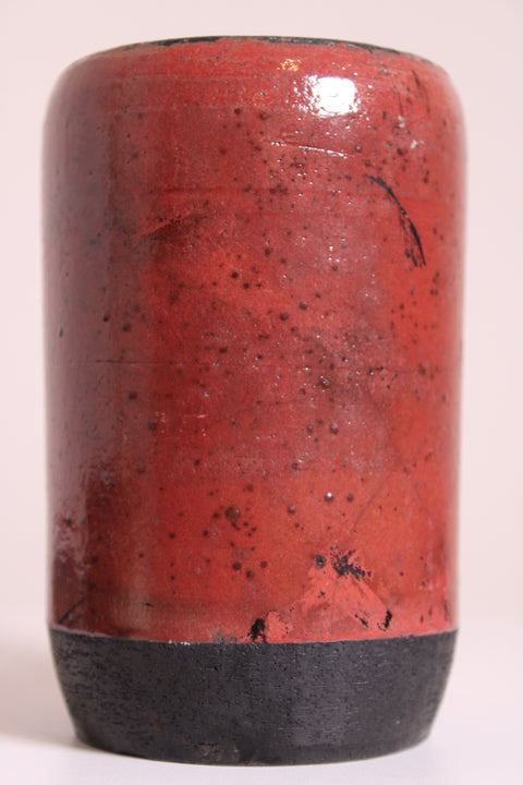 Red Black Cylinder Flower Frog Vase