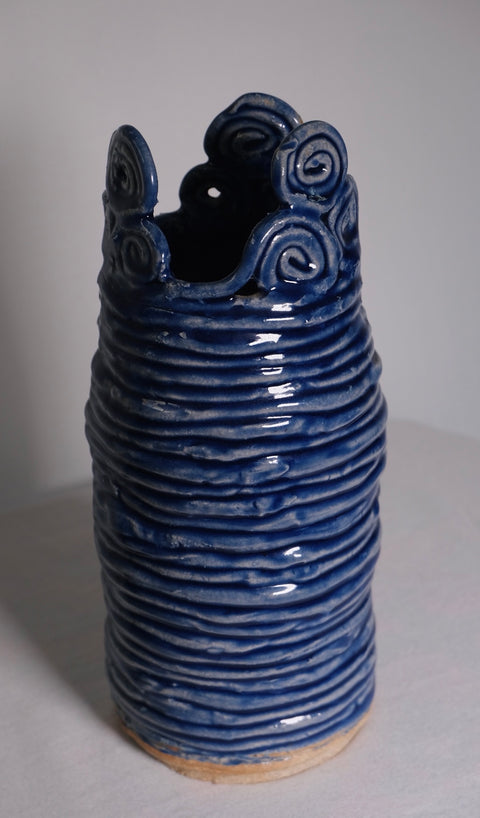 Blue Tall Studio Coil Pot