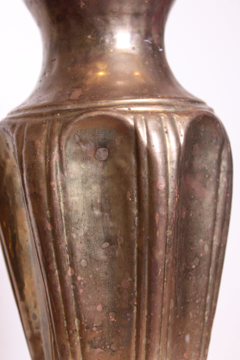 Fluted Brass Pedestal Vase
