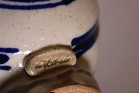 Blue Stripe Studio Pottery Bottle Vase