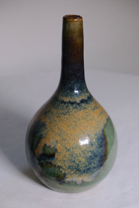 Vintage Pair of Teal Glazed MCM Vases