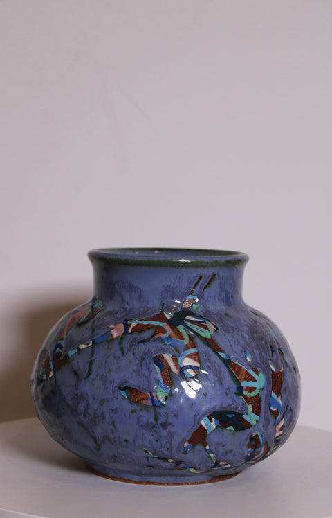 Purple Floral Studio Pottery Vase