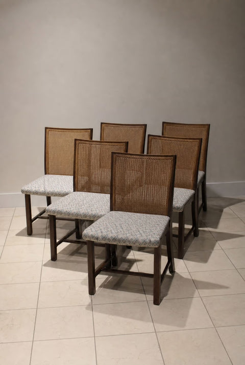 Vintage Cane-Back Dining Chairs – Set of 6
