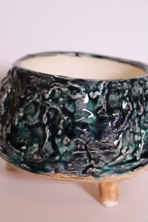 Textured Turquoise Studio Pottery Cup