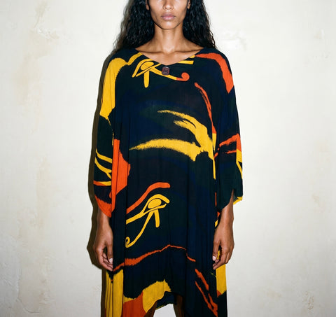 Vintage Black Abstract Print Tunic