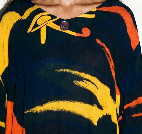 Vintage Black Abstract Print Tunic