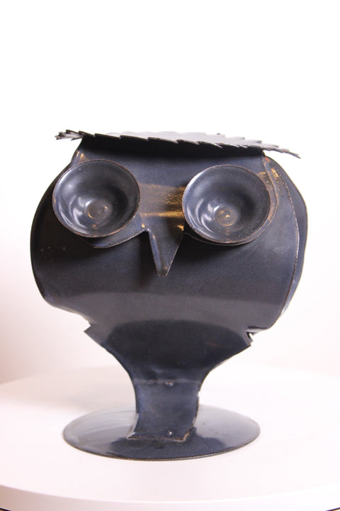 Black Owl Metal Footed Bowl