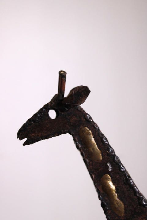 Brutalist Metal Giraffe Sculpture