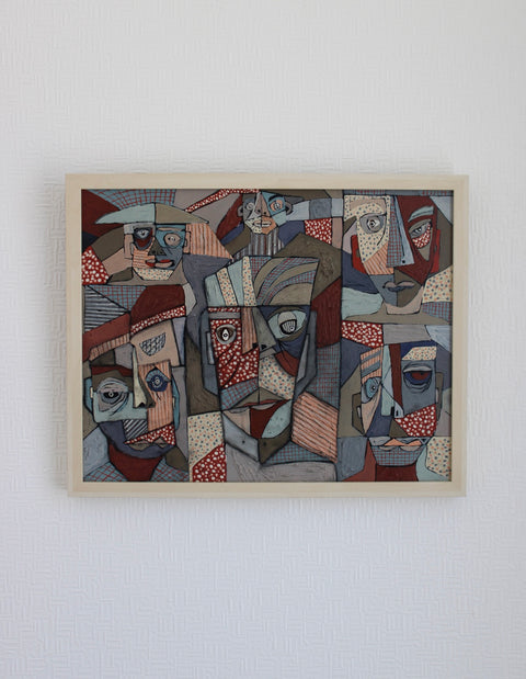Angela Dickerson Gathered Faces Original Framed Artwork
