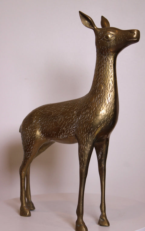 Vintage Brass Deer Mid Century Modern Brass Animal Sculpture