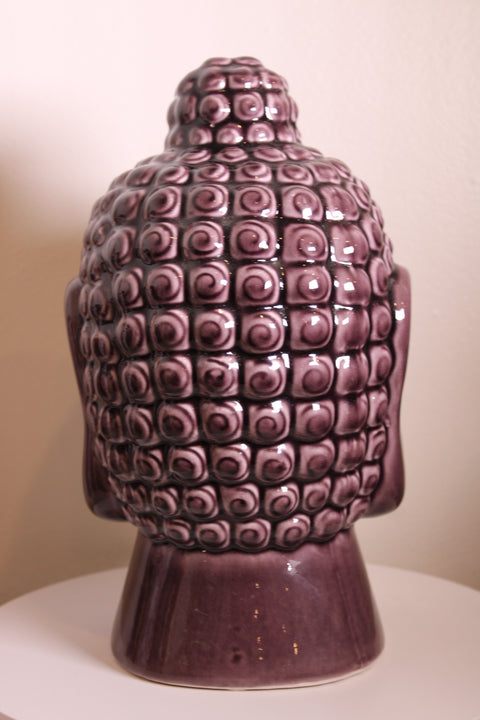 Purple Glazed Buddha Head Planter / Vessel
