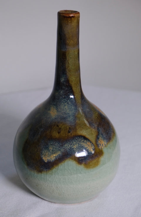 Vintage Pair of Teal Glazed MCM Vases