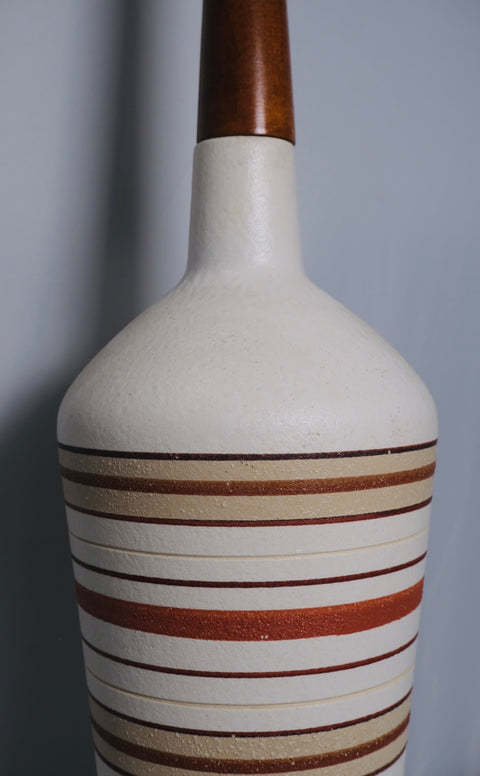 MCM 1960s Italian Banded Pottery Lamp