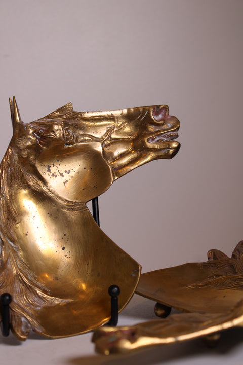 Vintage Brass Horse Head Catchall / Business Card Holder