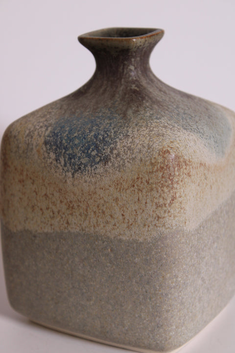Square Speckled Studio Pottery Bud Vase