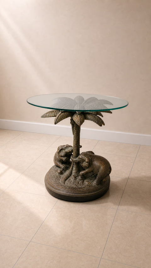 Mid Century Modern Bronze Elephant Side Table