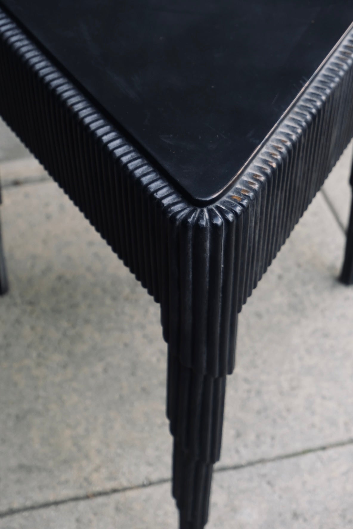 Black Small Fluted Carved Side Table (Vintage) (SOLD)