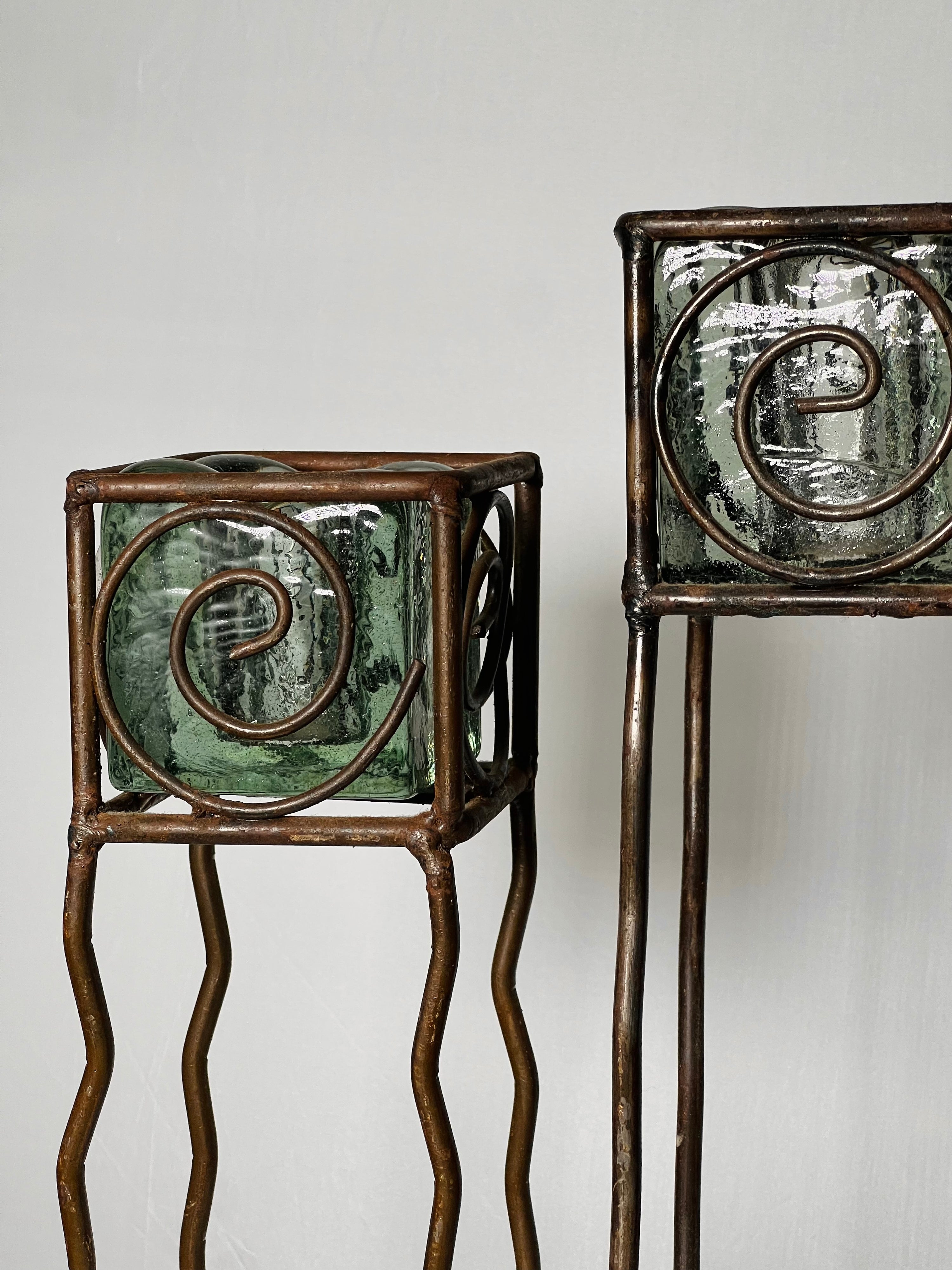 Groovy Bronze Candlestick Holders (Pair) (Vintage)