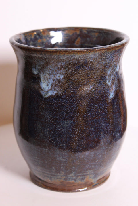 Dark Brown Studio Pottery Vase with Speckled Glaze