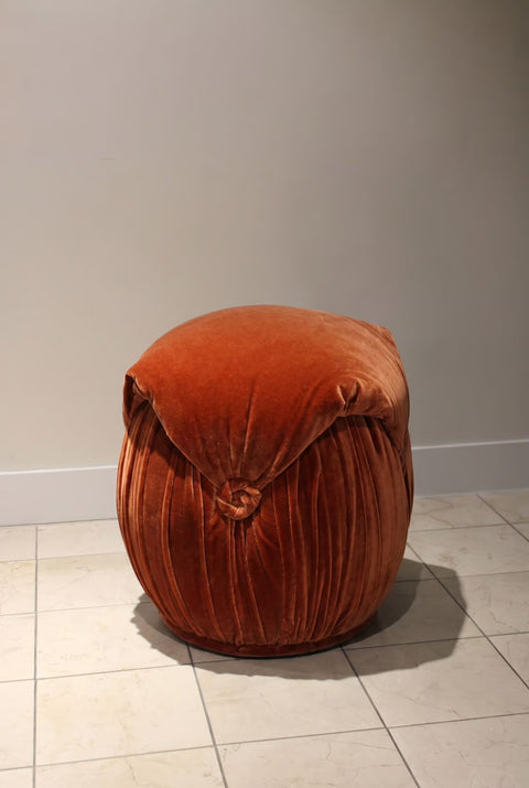 Vintage Newly Reupholstered Mohair Tiered Pouf Footstools
