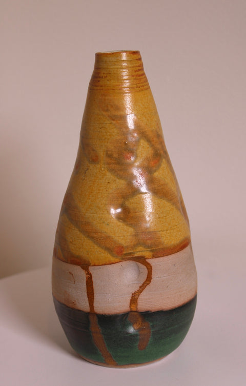 Tall Earth Tone Drip Glaze Bottle Vase