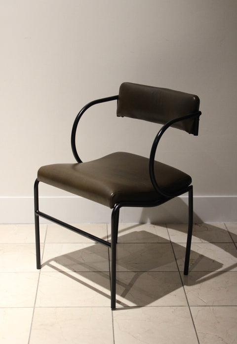 Vintage Postmodern Cantilever Lounge Chairs | Tubular Steel & Upholstered Armchairs | Pair