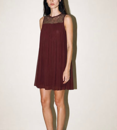 Vintage Burgundy Sleeveless Dress — product detail