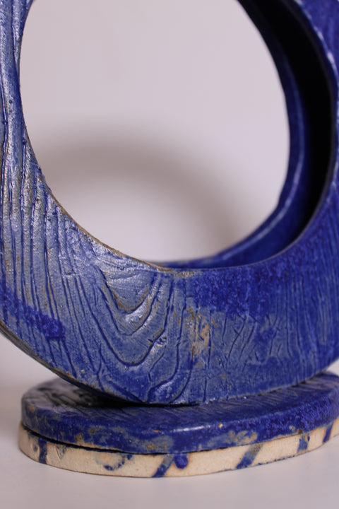 Blue Circular Abstract Ceramic Sculpture