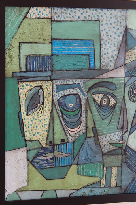 Angela Dickerson Blue Assembly Original Framed Artwork