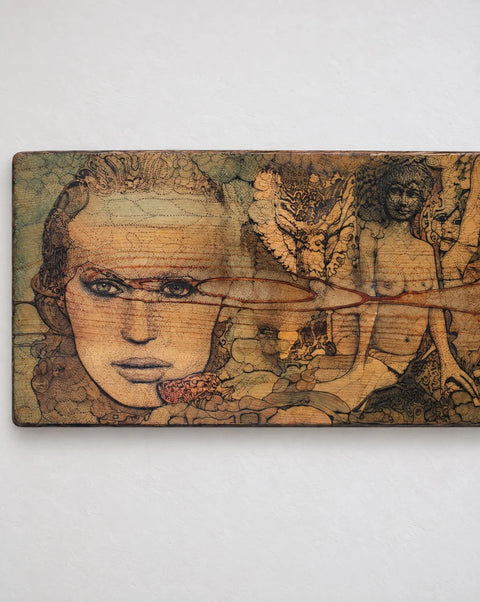 Surrealist Portrait Decorative Panel in Sepia Tones