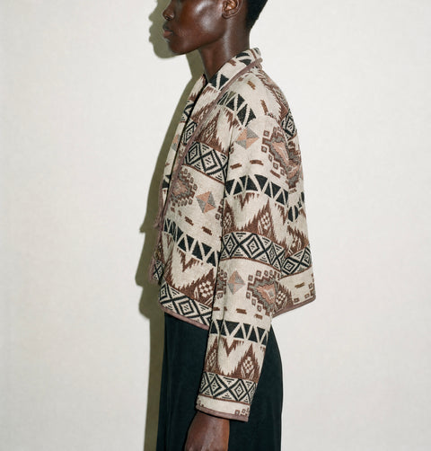 Flashback Brown Southwestern Cropped Jacket
