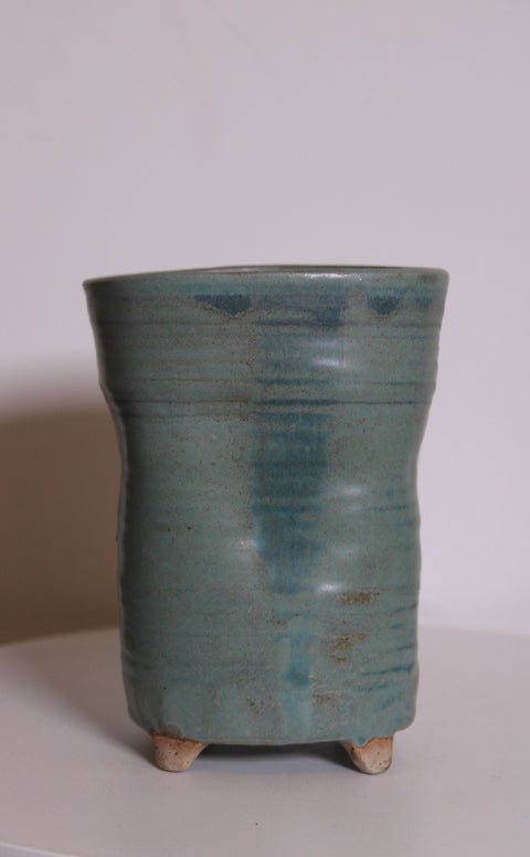 Signed Studio Pottery Footed Vase | Handmade Ceramic Planter