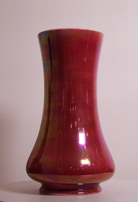 Iridescent Oxblood Art Pottery Vase