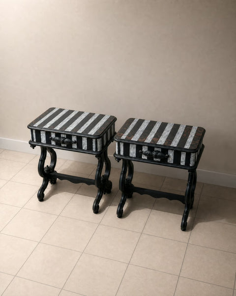 Antique Striped Side Tables