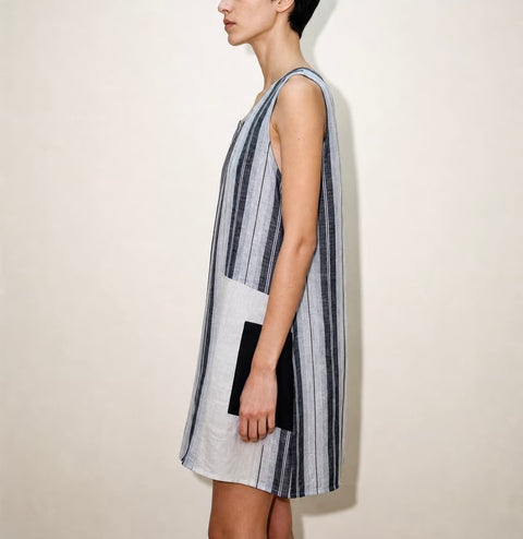 FOIL Blue and White Striped Sleeveless Tunic — product detail
