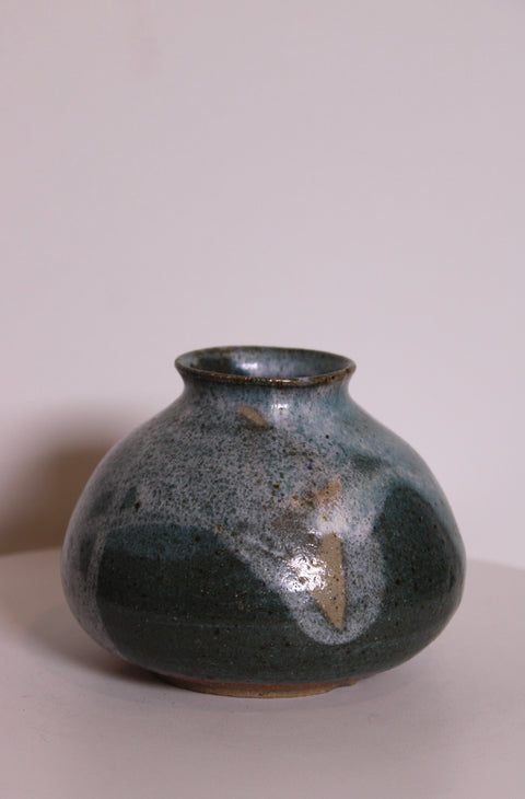 Signed Blue-Green Studio Pottery Bud Vase