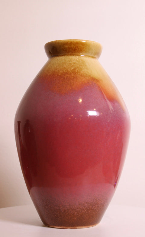 Large Oxblood Drip Glaze Vase