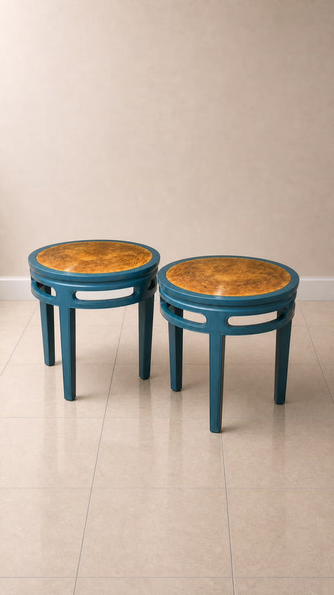 Pair Baker Teal Side Tables