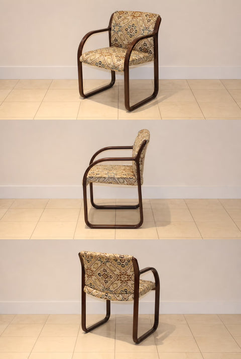 Set of 4 Vintage Steelcase Snodgrass Upholstered Chairs Wood Frames
