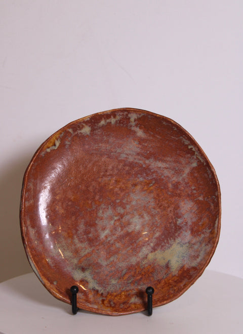 Pair of Rust Glazed Studio Pottery Plates | Handmade Ceramic