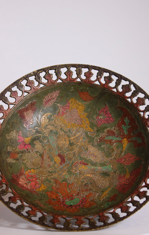 Large Pierced Brass Floral Tray