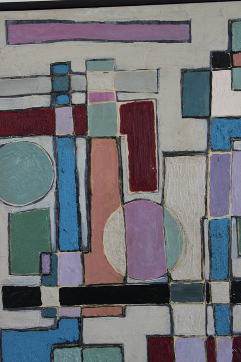 Angela Dickerson Pastel City Grid Original Framed Artwork