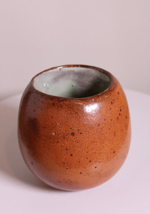 Speckled Orange Round Studio Pottery Cup