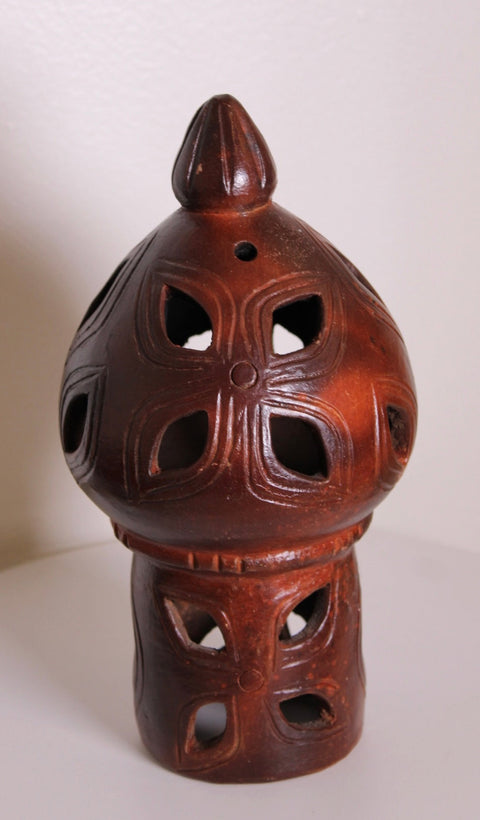 Brown Pierced Ceramic Lantern
