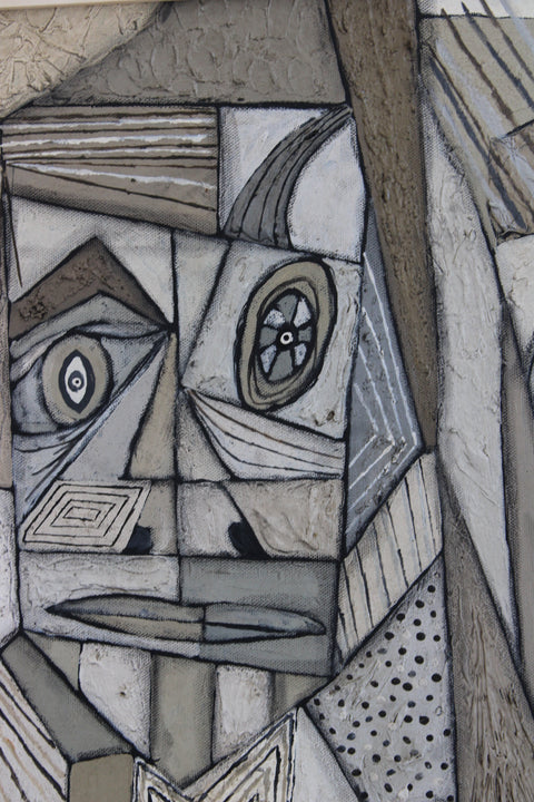 Angela Dickerson Pale Twin Faces Original Framed Artwork