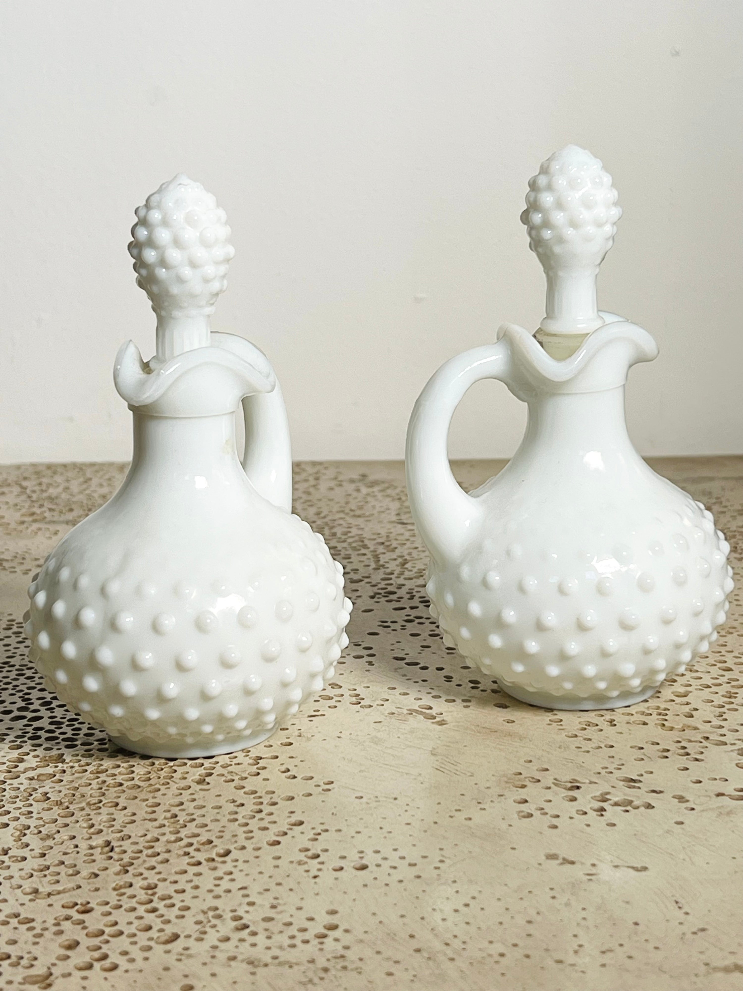 Avon White Milk Glass Hobnail Decanter (Pair) (Vintage)