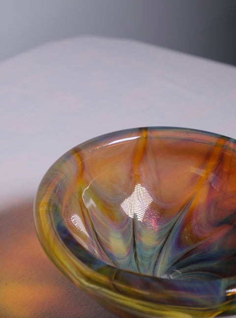 Iridescent Hand Blown Studio Glass Bowl