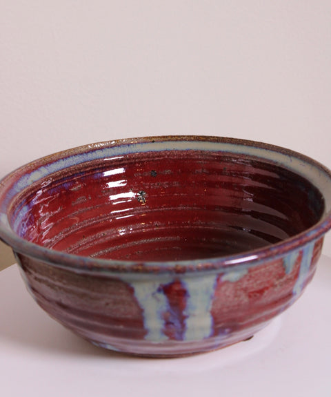 more pictures Large Oxblood + Blue Studio Pottery Bowl