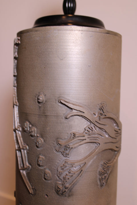Antique Wallpaper Printing Roller Lamp – Silver Relief